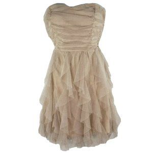Teeze Me Dress Strapless Nude Ruffle‎ Glittery Form